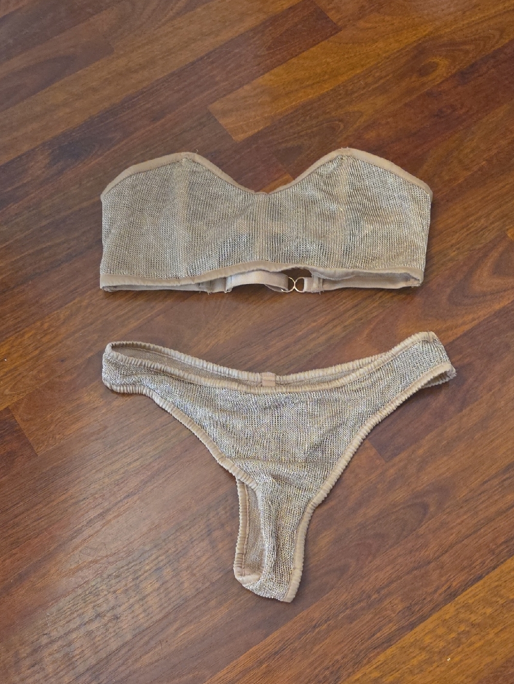 Victoria's Secret Shimmery Nude Strapless Bandeau Set